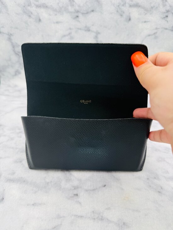 CELINE Sunglasses Case,Black Faux Leather Magnetic Case,Cleaning Cloth,Auth Card main image 7